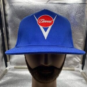 Eternal Snapback Hat Mens OSFM Blue Embroidered V Logo Flat Brim Cap